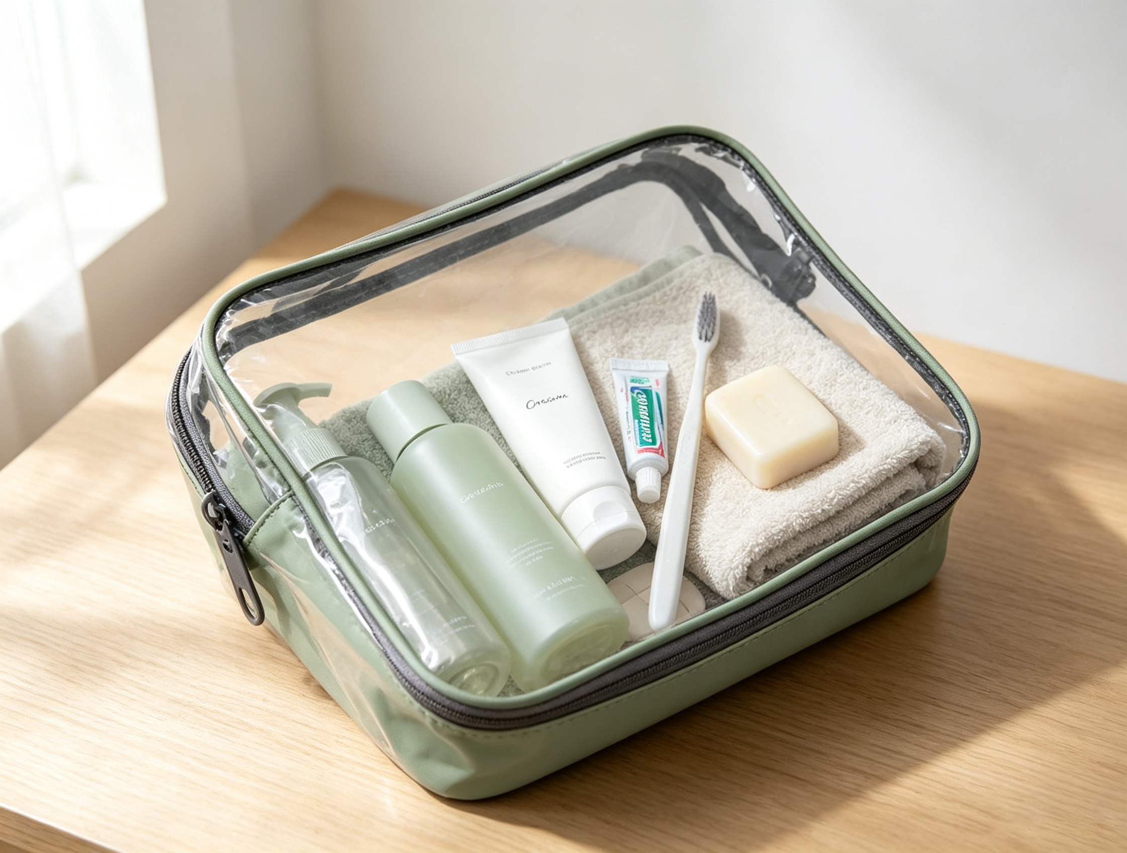 Large capacity Clear Portable toiletry cosmetic bag for makeup storage travel daily use